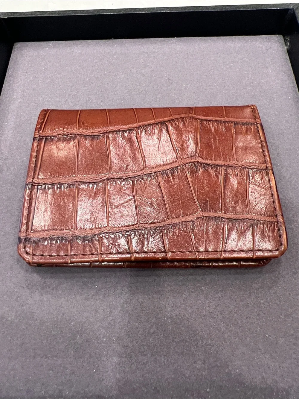 Brighton Men's Croc-Embossed Leather Card Holder